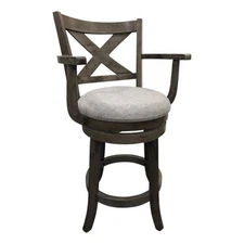 Essex Deluxe Swivel Barstool - Set of 2 - Gotham Grey - Grey Upholstery