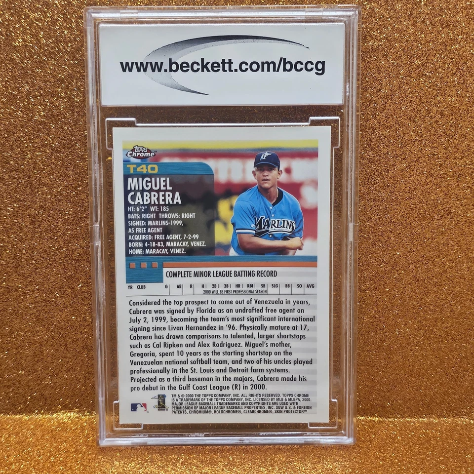 2000 Topps Chrome Traded Miguel Cabrera T40 BGS 10  - Image 2 of 2