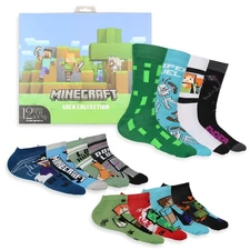 Minecraft Men's 12 Days of Socks Ankle and Crew Socks Mix and Match Gift Box Set