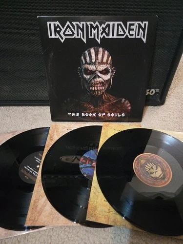 Iron Maiden The Book Of Souls 3lp Vinyl 2015 1st Press W/Inserts VG+/NM-