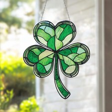 Four Leaf Clover Acrylic Window Hanging, Lucky Shamrock Suncatcher, Green Window