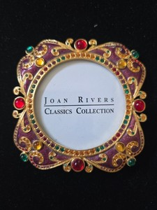 Joan Rivers Multicolor Crystals Purple Enamel Gold Decorative Picture Frame 3x3"