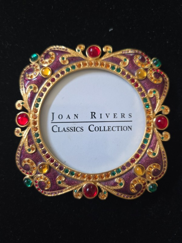 Joan Rivers Multicolor Crystals Purple Enamel Gold Decorative Picture Frame 3x3"