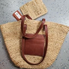 Altuzarra Straw Woven Raffia Tote Bag Women's Tan Open Top w/ Coin Purse Pouch