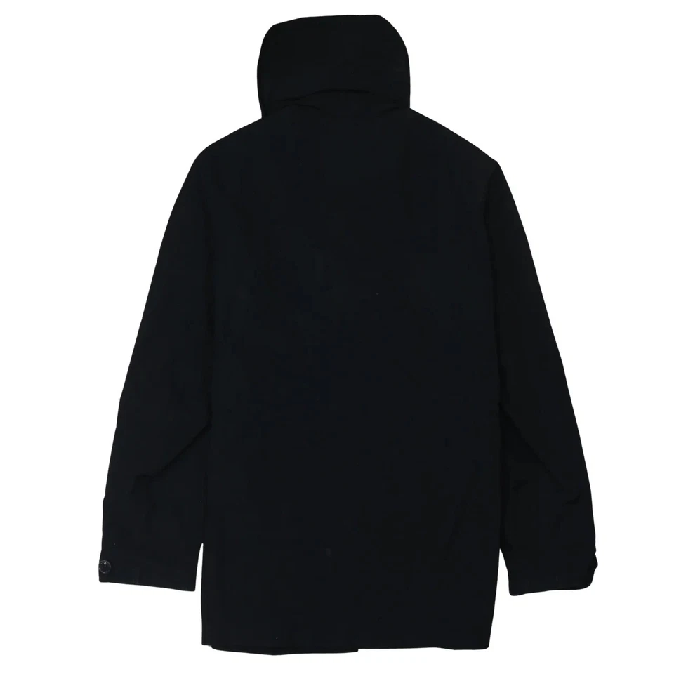 Burberry Black Hooded Jacket Women’s Medium Zip Pockets Check Lining Parka - Image 2 of 4