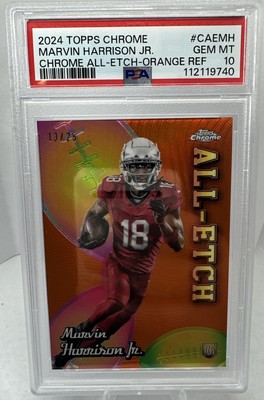 2024 Topps Chrome Marvin Harrison Jr All-Etch Orange Refractor RC /25🔥PSA 10 🔥
