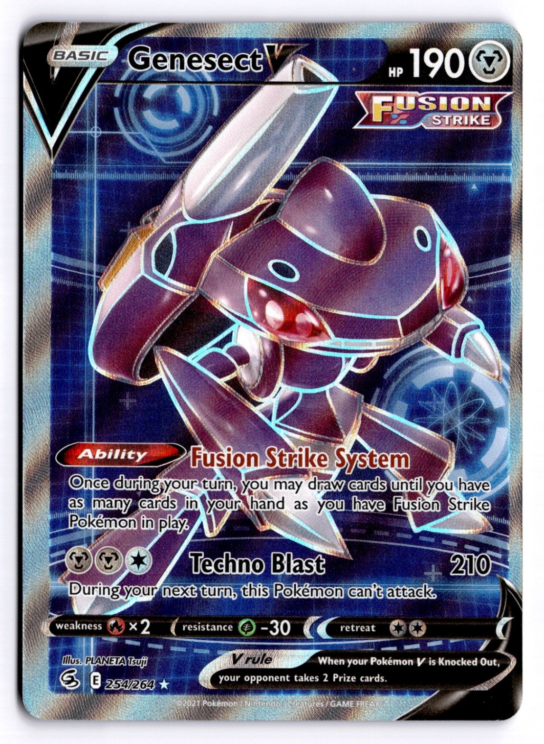 Genesect V (Full Art) Ultra Rare SWSH08: Fusion Strike 254/264 NM