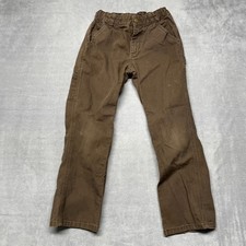 Carhartt Carpenter Pants Boys 10 Brown Cotton Canvas Logo Straight Leg Workwear