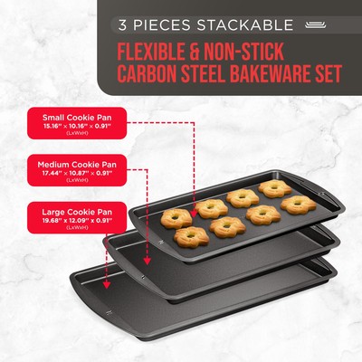 Bakken Swiss Cookie Sheet Piece Set Non-Stick, Stackable Bakin