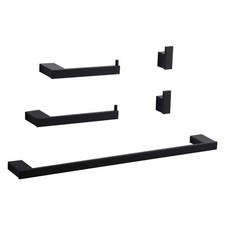 5-Piece Bath Hardware Set with Towel Bar Paper Holder Towel Hook in Black