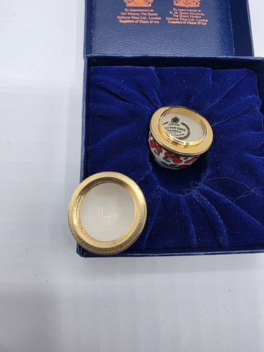 Vintage Halcyon Days Mini Cherries Egg Shaped Enamel Trinket Box w/Box - Picture 5 of 8