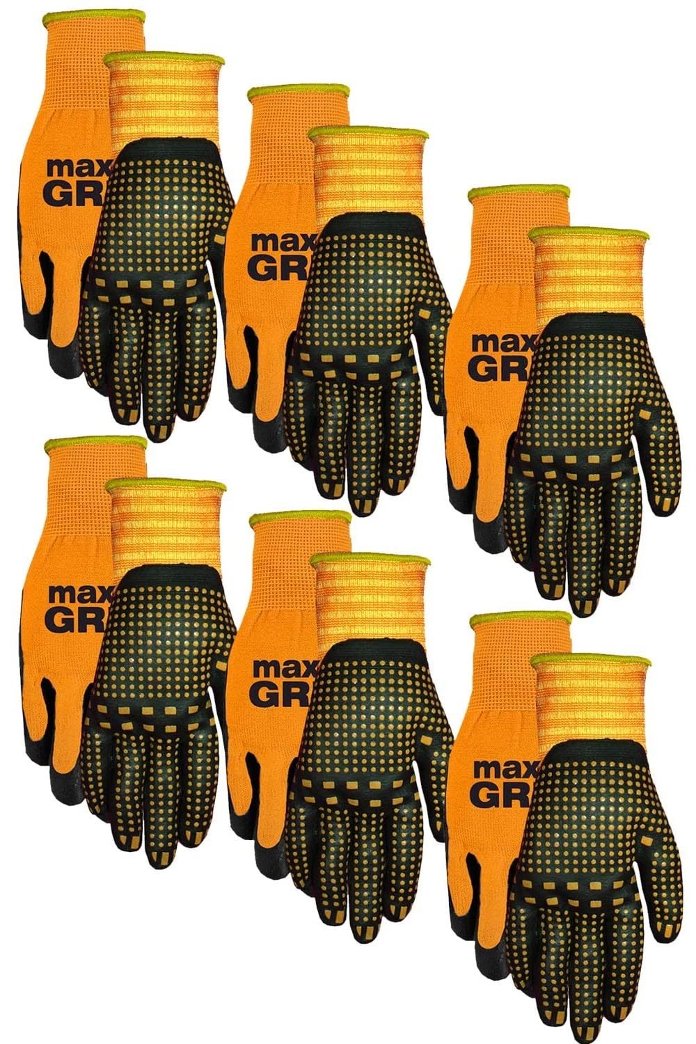 94P06-LX-00 Grip 6 Pack Men's Max Performance Gloves Orange Large-XL