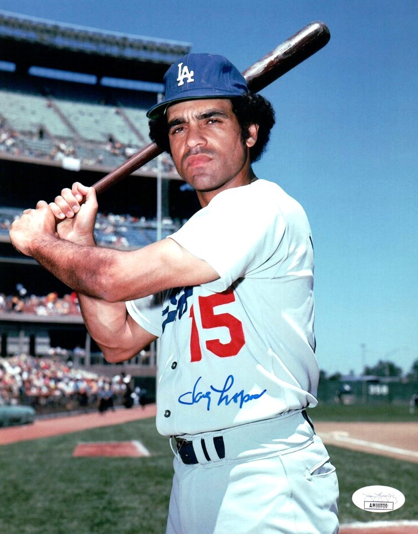 Davey Lopes Autographed Signed Los Angeles Dodgers 8X10 Photo Dodgers Vintage Bat Pose JSA 