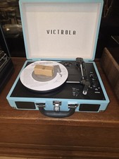 Victrola BT Suitcase Record Player With 3 Speed Turntable - Turquoise Open Box