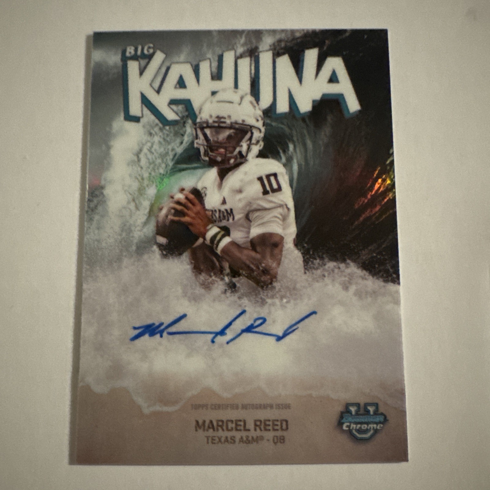 Marcel Reed 2025 Bowman University Chrome Football Big Kahuna Auto SP Texas A&M