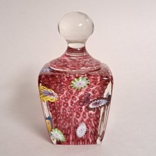 Red Fratelli Toso Murano Glass Paperweight Millefiori Knob Controlled Bubble