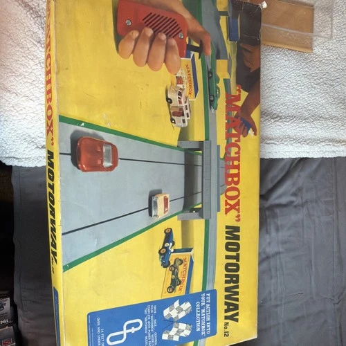 Vintage Matchbox Motorway Slot Car Track Set No 12 1967 W Box Packaging Two Cars