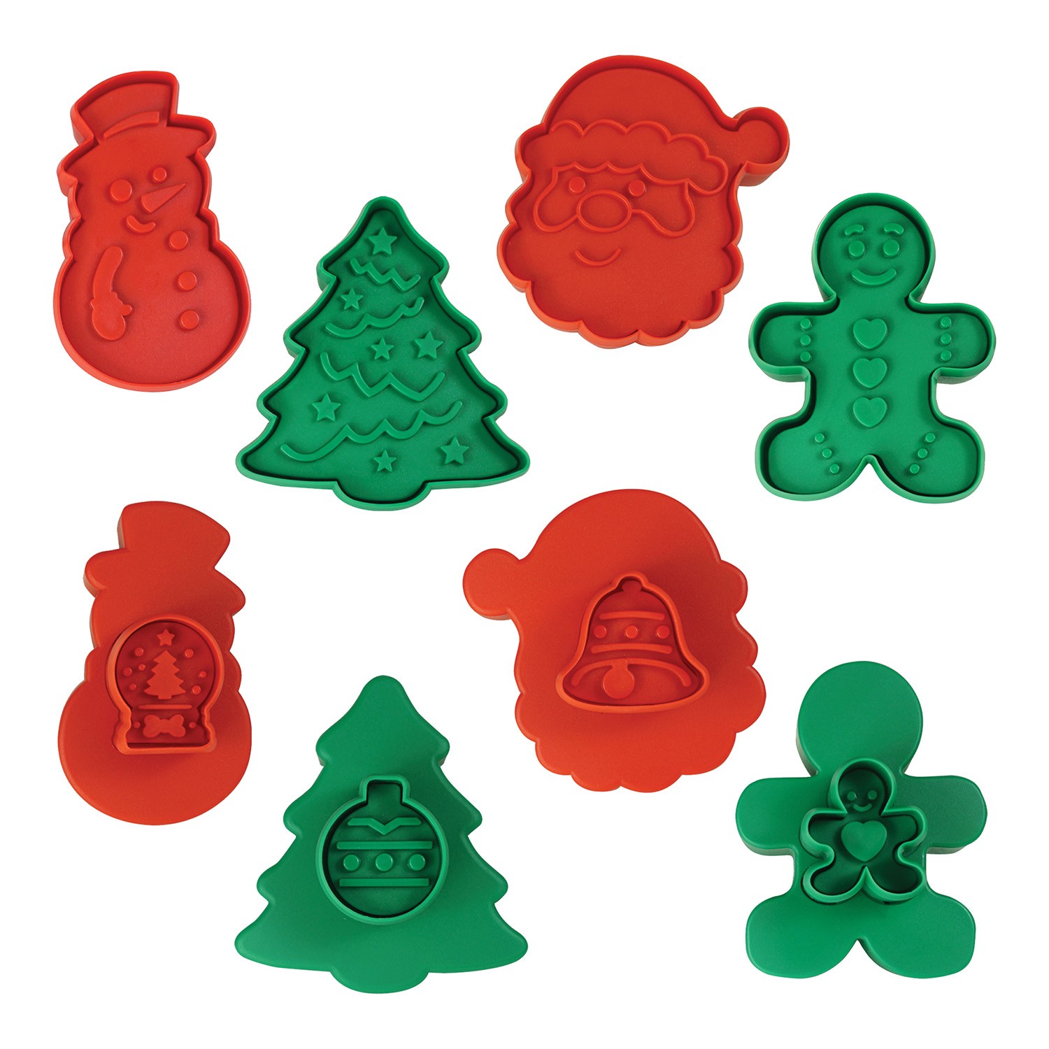 R&M International 4 Piece Double Sided Christmas Cookie Stamper Set, 2-Inch