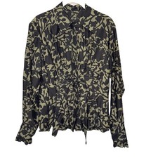 Vintage Yves Saint Laurent YSL Shirt 4 38 Floral Silk Tie Waist Designer Blouse