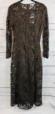 ANTONIO MELANI Susan brown chocolate guipure lace long sleeve maxi dress 4 NWT