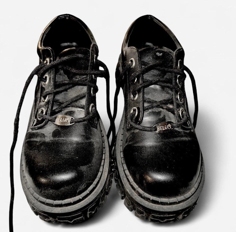 Y2K Estilo Delia’s Plataforma Oxford Mujer’s 8 Negro Imitación Cuero Tacón Grueso Foto 4 de 4