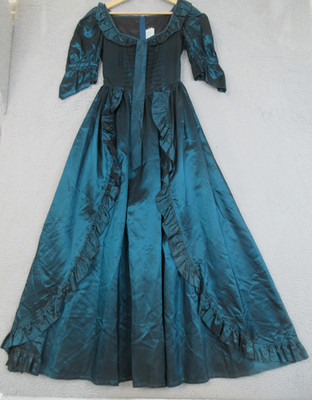 Vtg Laura Ashley Maxi Dress Womens 8 Blue Satin Romantic Whimsigoth Renaissance