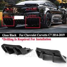 For Corvette C7 Z06 2014-2019 STG 3 Gloss Black Add-On Rear Bumper Diffuser Kit
