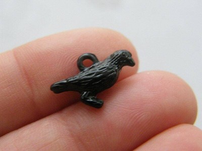 BULK 20 Raven bird charms  black tone B246