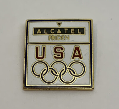 Vintage Olympic Games Rings Alcatel Friden Team USA Lapel Pin (91)