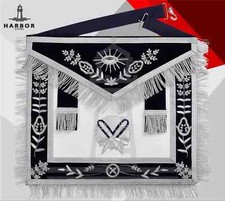 Masonic Secretary Blue Lodge Apron Dark Blue Silver Hand Embroidered Regalia