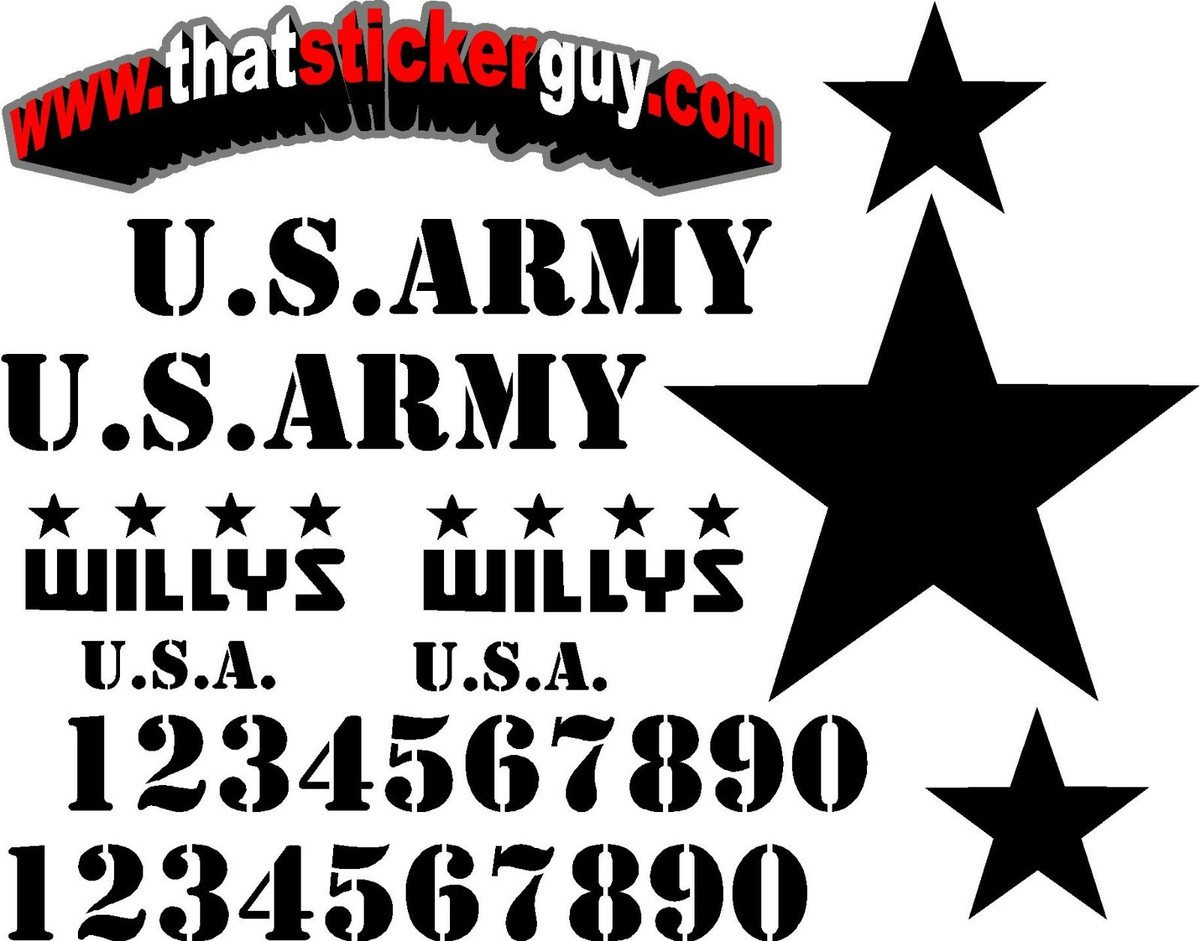 2-Pack 10" Willys Army Star Stickers - Die Cut Decal, Self Adhesive Vinyl - Rayd Workshop