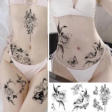 Sexy Temporary Tattoos for Women Large Flower Butterfly Flower Stickers Waterpro