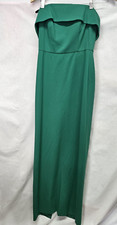 Calvin Klein Women's Strapless Gown with Wide Fold Neck Solid Green Size 4 Long