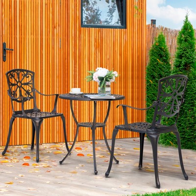 Outdoor 3-Piece Cast Aluminum Patio Set with 1.77'' Umbrella Bronze