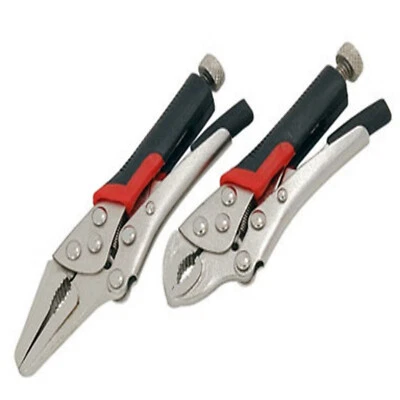 HEAVY DUTY 2 Pack 4" 100mm Mole Grips Locking Lock Pliers adjustable & 5" Long Nose 125mm
