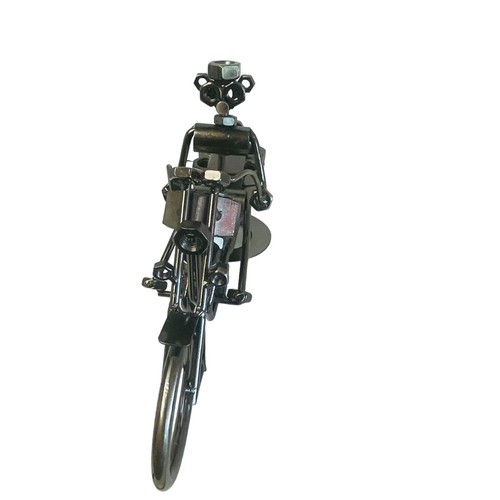 Obra de arte de soldadura artesanal metal motocicleta escultura pernos negros hierro forjado - Imagen 3 de 8