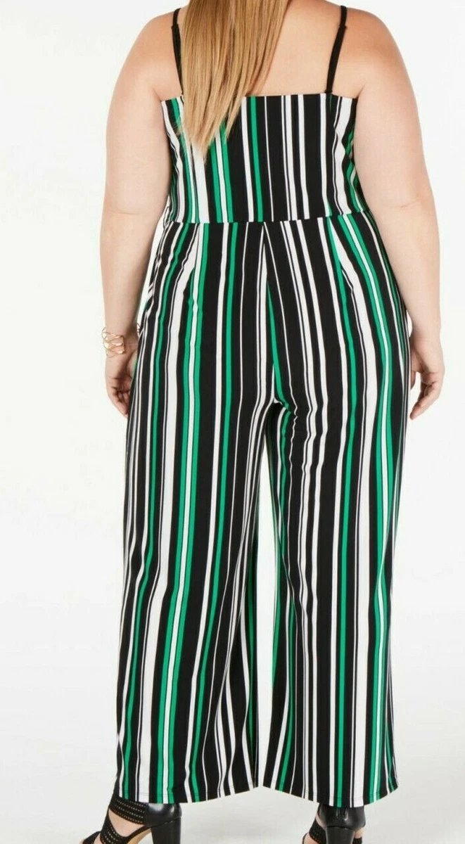 New INC Woman 2X Striped one piece Jumpsuit Green black | eBay