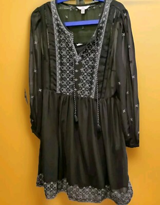 Tunika GR.M Time & Tru Stickerei Edel Look Chiffon Mini Kleid 2in1 ungetragen 