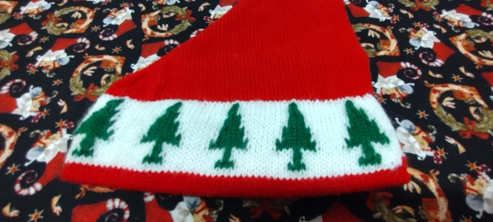 Gorro de Papá Noel Lindo Bebé Niño Pequeño Árboles de Navidad Cono Rojo Gorra Sombrero De Colección Años 80 Foto 4 de 4