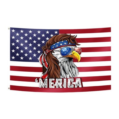 Eagle Mullet Merica Flag 3x5FT 4th of July American Flag Fade Proof Vivid  BXH