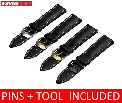 For PATEK PHILIPPE Black Genuine Leather Watch Strap Band For
