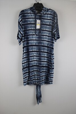 MICHAEL Michael Kors Women's Chambray Shibori Printed Tie-Waist Hoodie Dress M