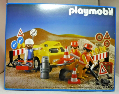 Playmobil Construction Vintage 3745 Road Workers&Equipment From  1992 NISB/B1