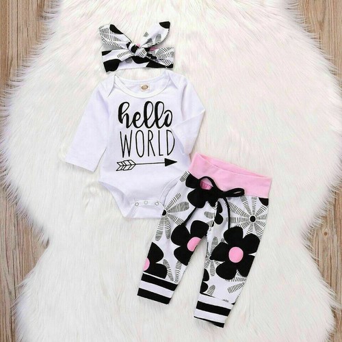 Conjuntos de Niñas Ropa Para Bebe Recién Nacido Vestidos Mameluco Pijamas  Trajes | eBay