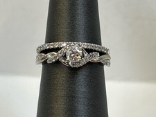 10K White Gold Diamond Wedding Set Brilliant Round Cut 3.8g S4.75 TDY021157 