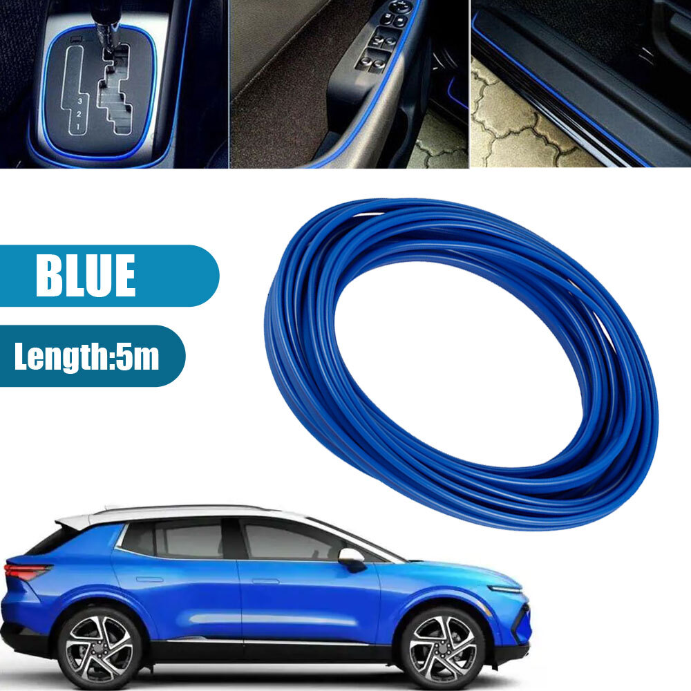 5M Car Interior Molding Line Decor Blue Point Edge Gap Door Panel Accessories