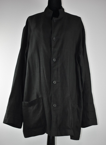 eskandar Size 2 Brown Coat Button Up Jacket High Collar Pockets Lagenlook Boxy - Picture 2 of 13