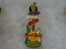 Hard Rock Cafe Pin Nassau, Bahamas Green Fender Guitar Direction signs