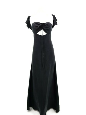 New Flynn Skye Err Night Maxi Dress Womens 3/L Black Cupro Halter Off Shoulder