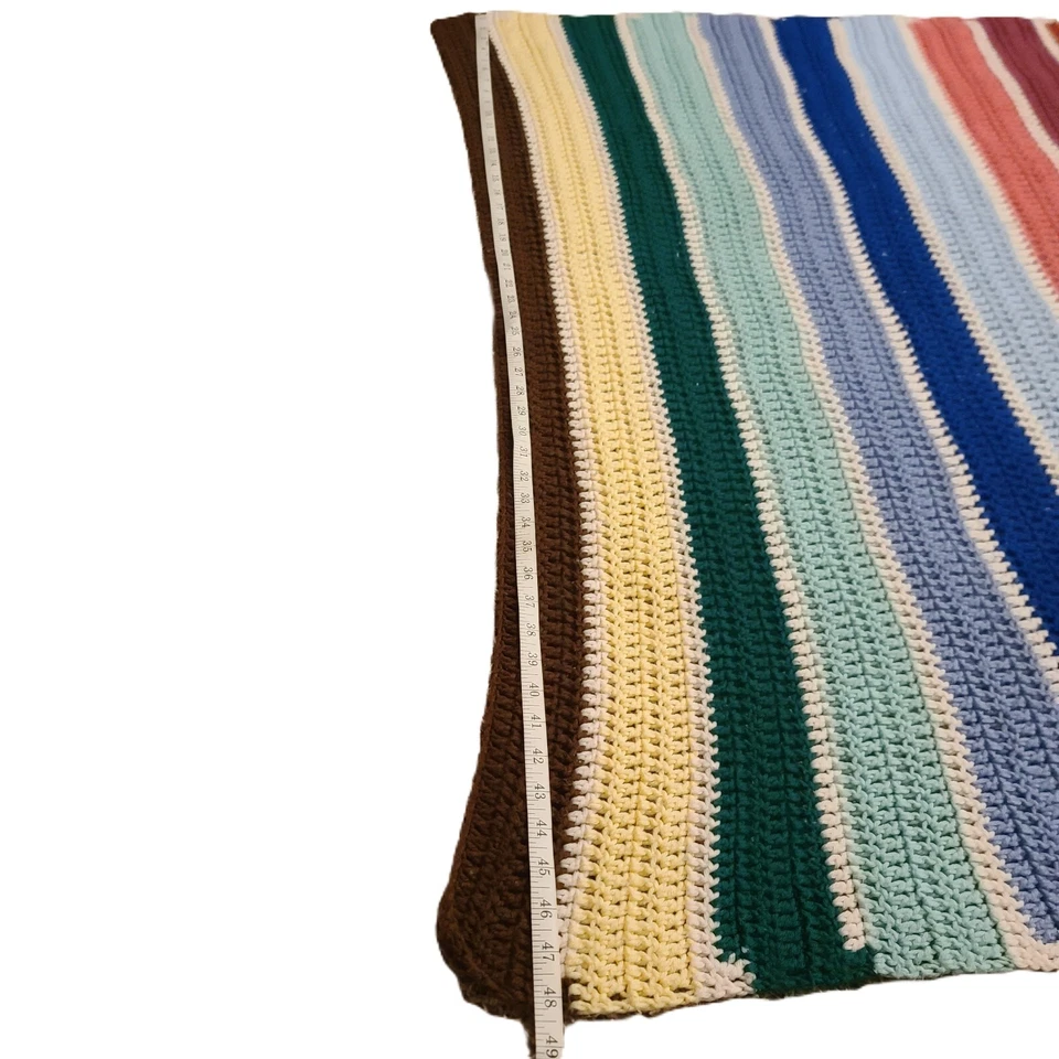 Cobertor longo vintage afegão de malha listrado feito à mão 48x64 multicolorido - Imagem 3 de 4